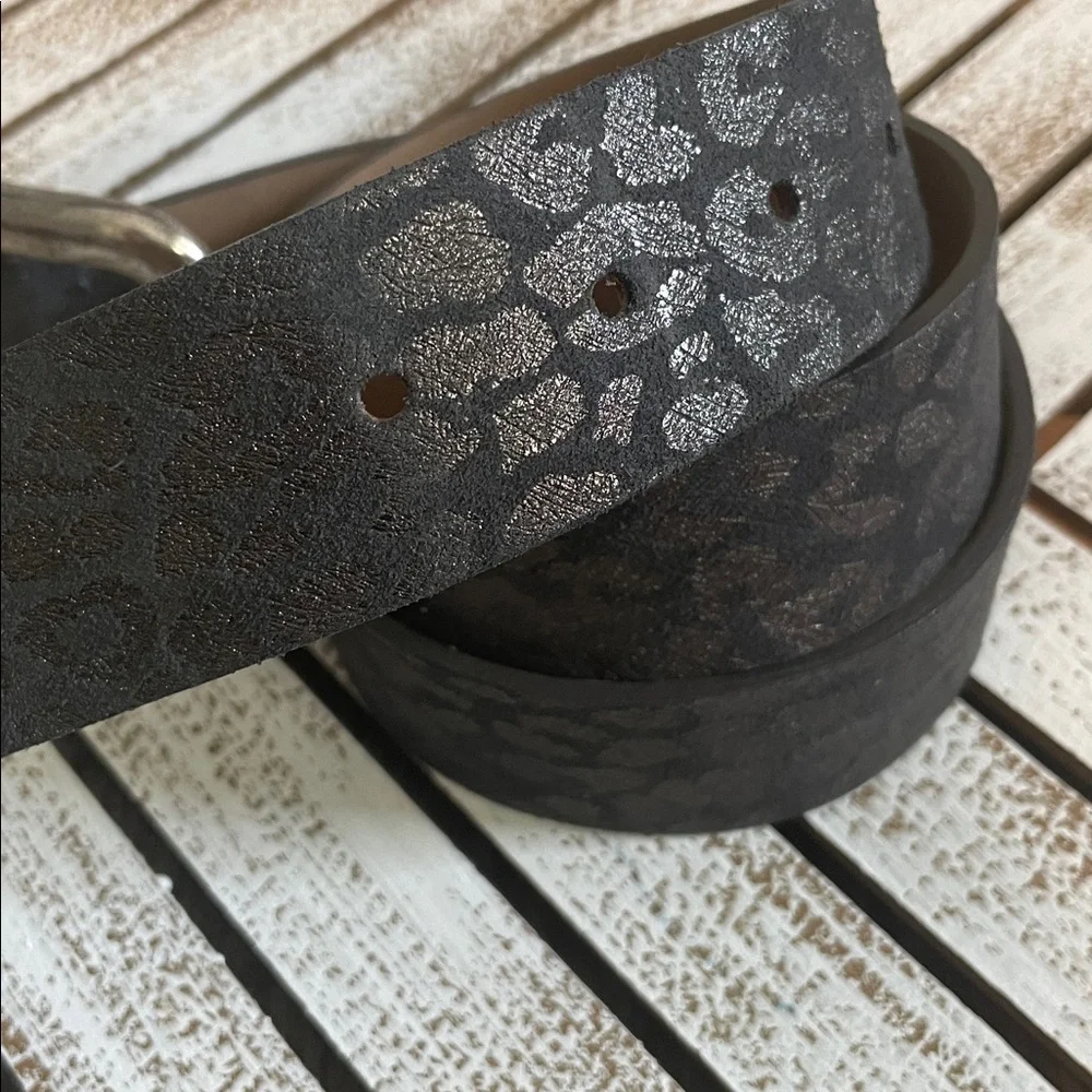 Metallic Leopard Print Street Ahead Leather Belt Sz S